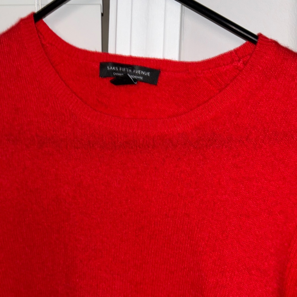 Saks Fifth Avenue Red Crew Neck Sweater - Picture 3 of 5